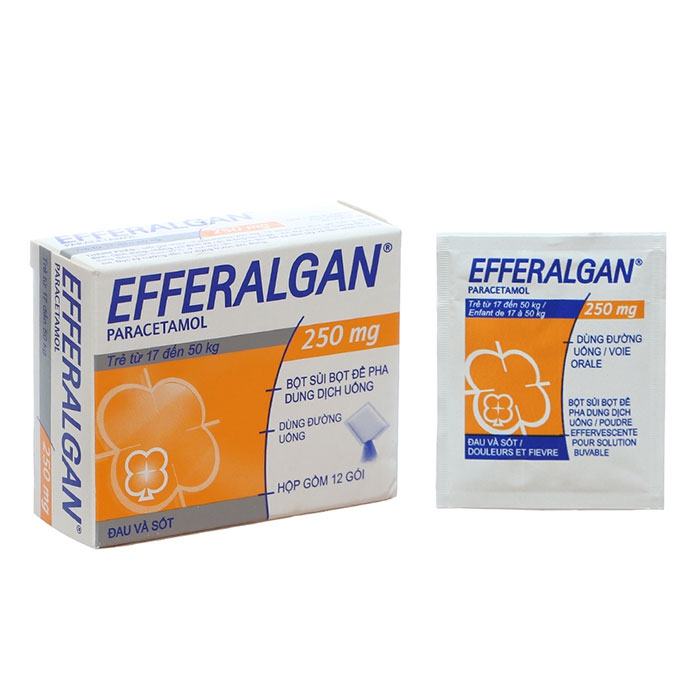 Thuốc bột sủi giảm đau, hạ sốt  Efferalgan 250mg, Hộp 12 gói